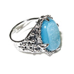 Druse agate ring 925 sterling silver size 8 1/2, Handmade ring, single copy, sterling silver, Druse agate, silver ring, Statement ring