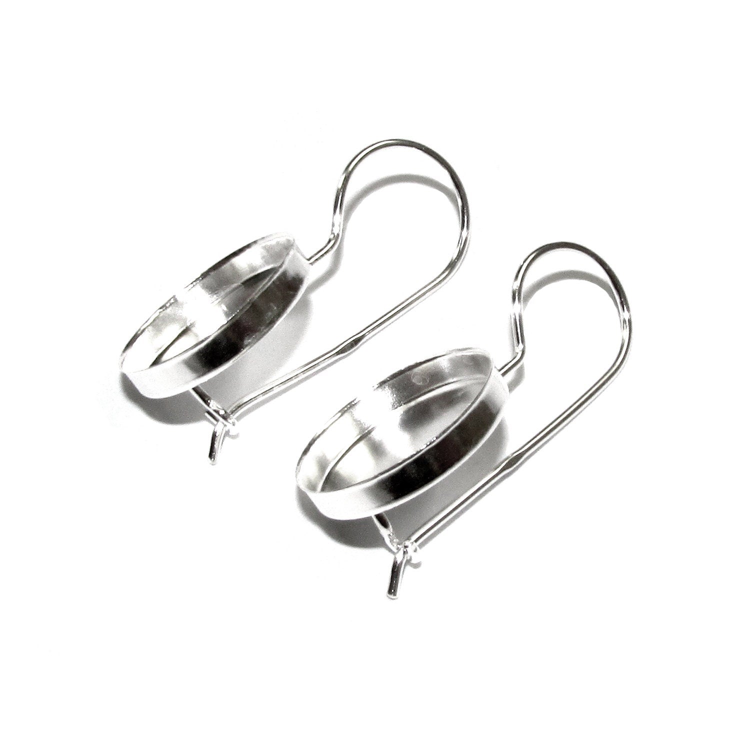 16 mm 925 sterling silver blank earrings, Jewelry making, Setting, bezel cup, base earrings, 925 sterling silver - 1 pair (2 pieces)
