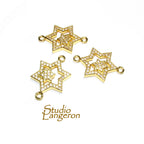 14K Gold filled small connector Magen David with crystals size 17mm, gold filled link, Jewelry making, link connector Magen David - 1 piece