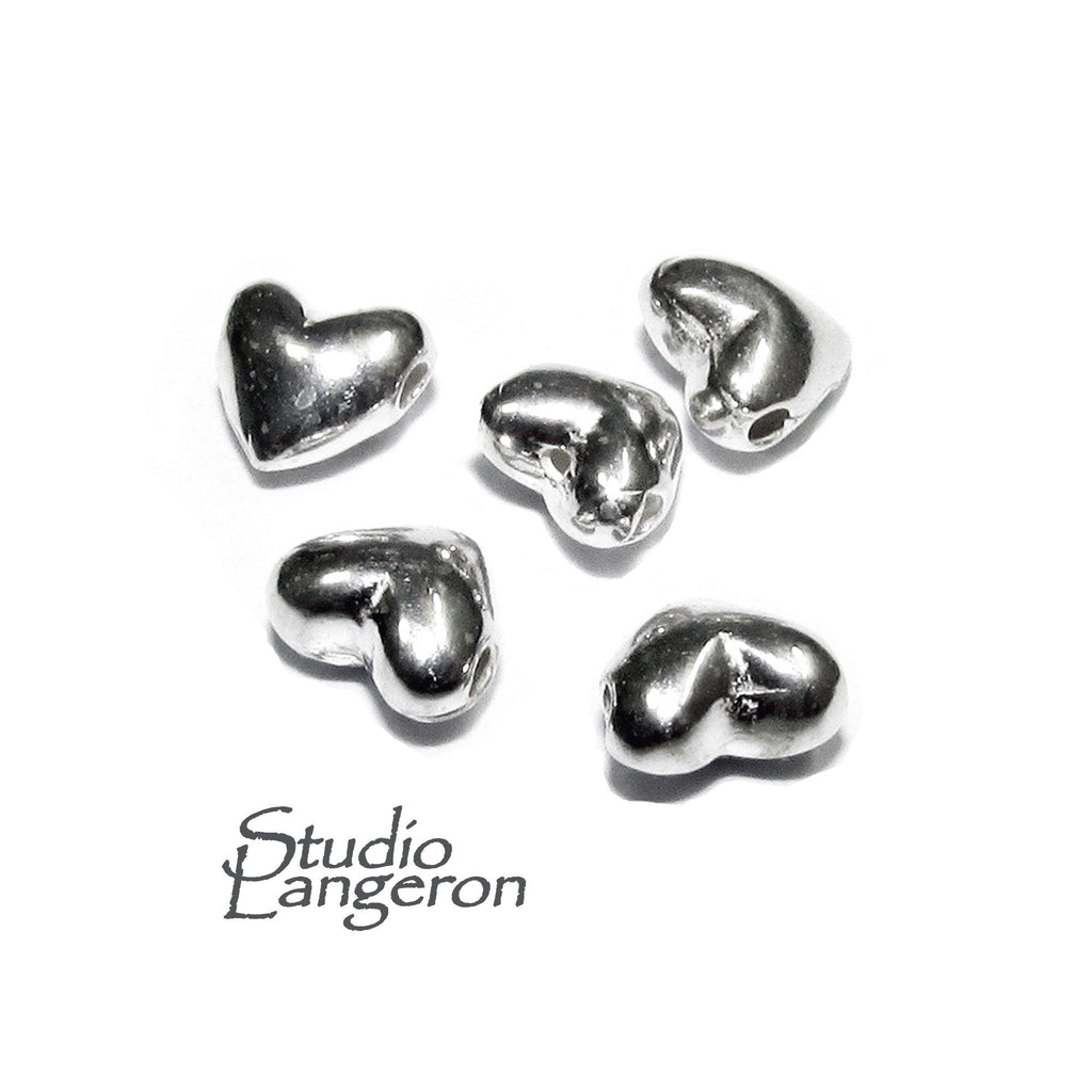 925 Sterling silver Heart flat beads size 5.2x3.2 mm, Flat beads, Beads for bracelets, 925 Silver beads, Jewelry making, Beads - 1 piece