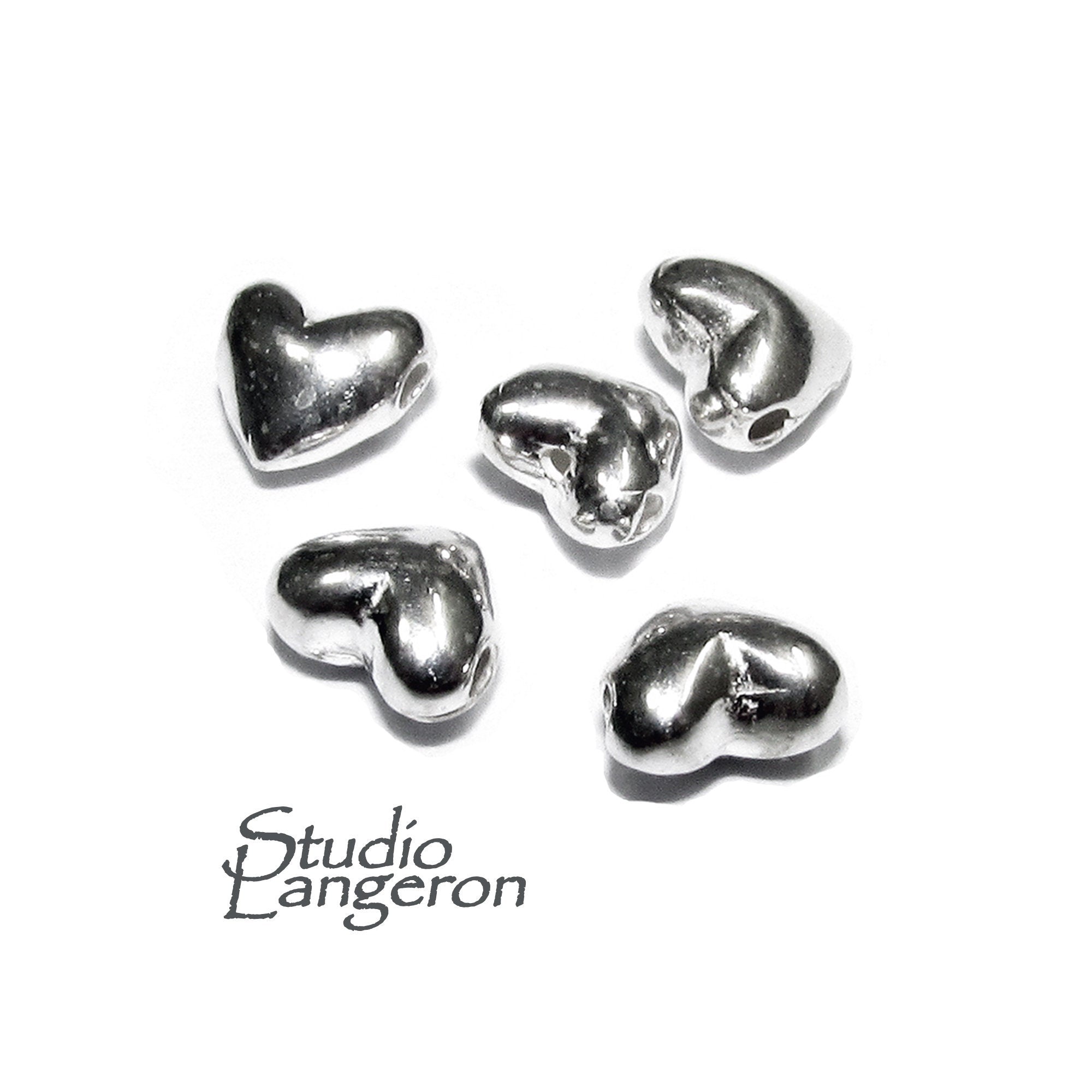 925 Sterling silver Heart flat beads size 5.2x3.2 mm, Flat beads, Beads for bracelets, 925 Silver beads, Jewelry making, Beads - 1 piece