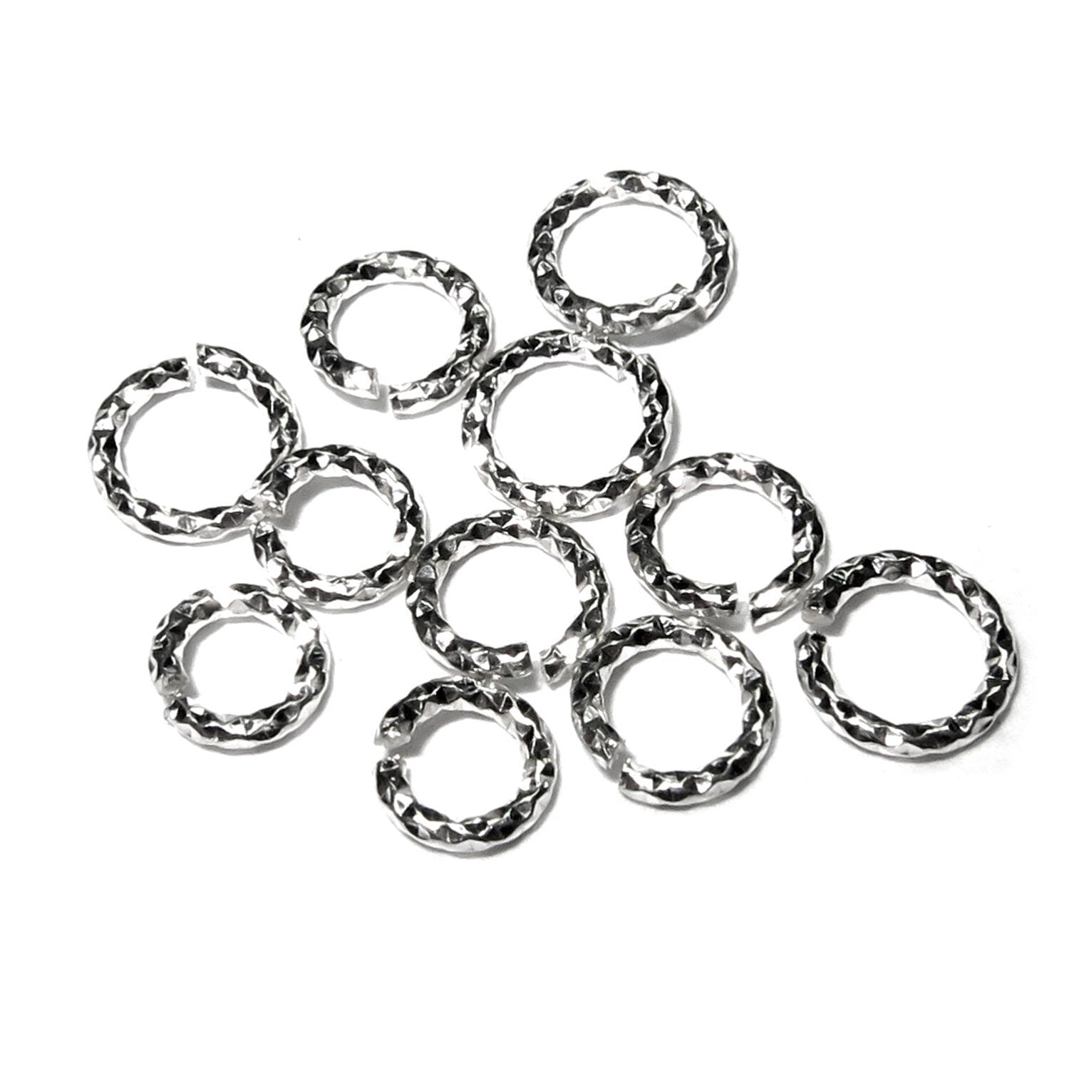 10 pcs/Pkg 925 Sterling Silver Diamond cut Open Jump Rings 20 Gauge (0.8 mm) Inside Diameter 2.5, 3.0, 3.5 mm, Jewelry making, Silver ring