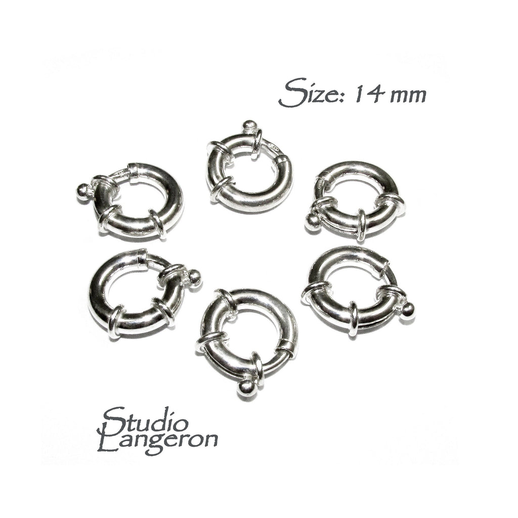925 Sterling Silver Spring ring Clasps sizes 14 mm, Spring ring clasp, Jewelry making, Sterling silver, 925 Silver clasp, Clasp - 1 piece