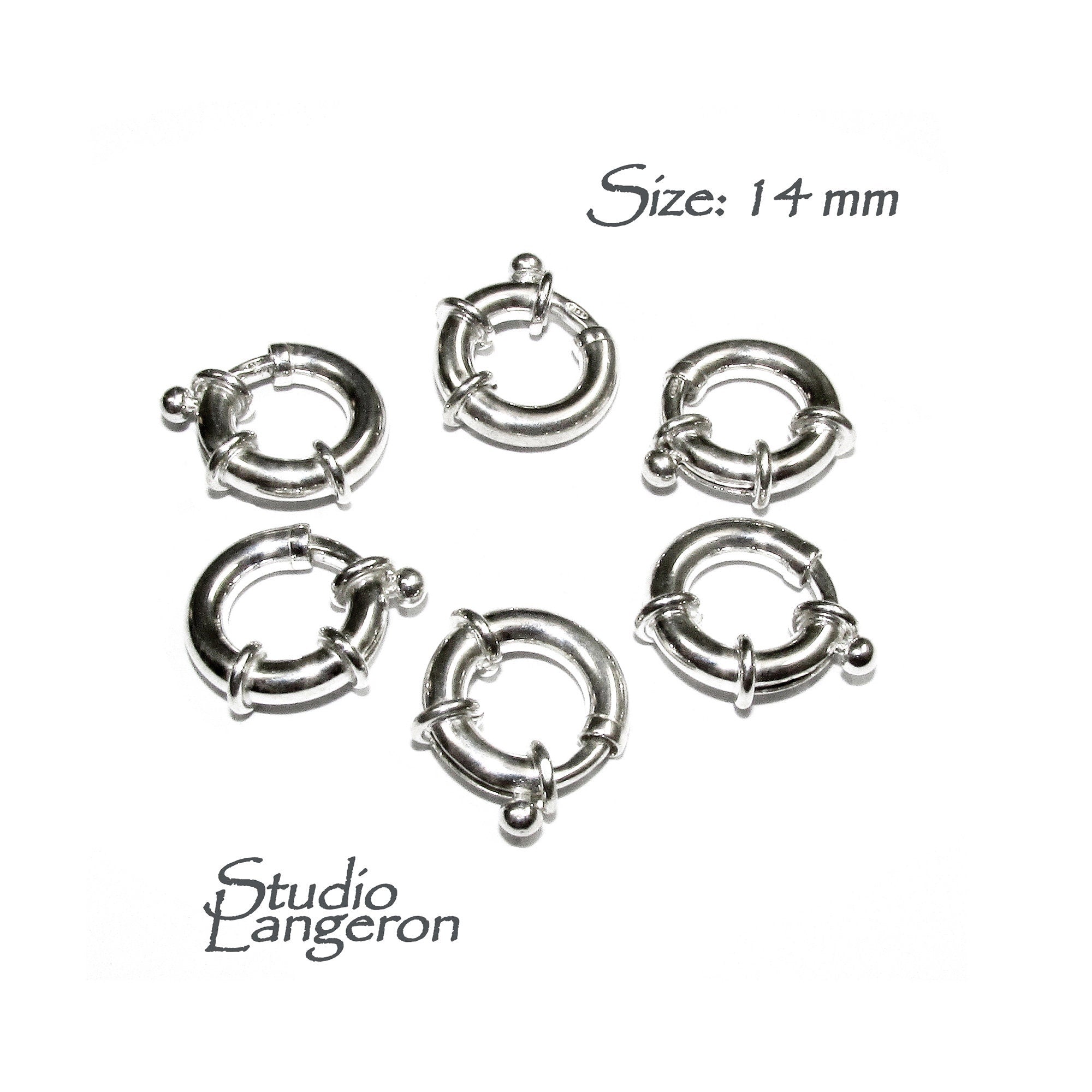 925 Sterling Silver Spring ring Clasps sizes 14 mm, Spring ring clasp, Jewelry making, Sterling silver, 925 Silver clasp, Clasp - 1 piece
