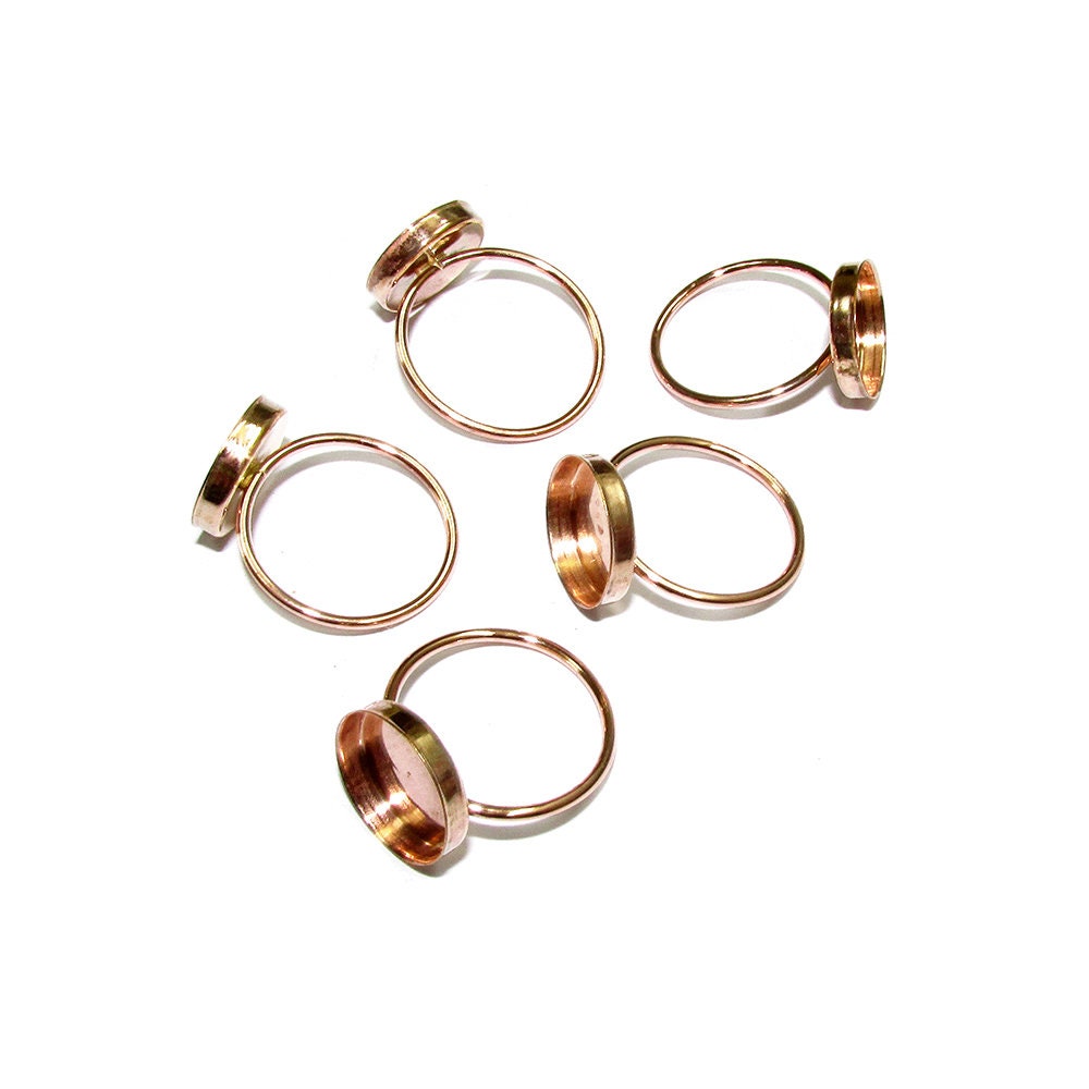 14K Rose gold filled blank ring with bezel cup 12 mm size 4 - 11, Base ring, Gold filled ring, Jewelry making, Setting, Bezel cup - 1 piece