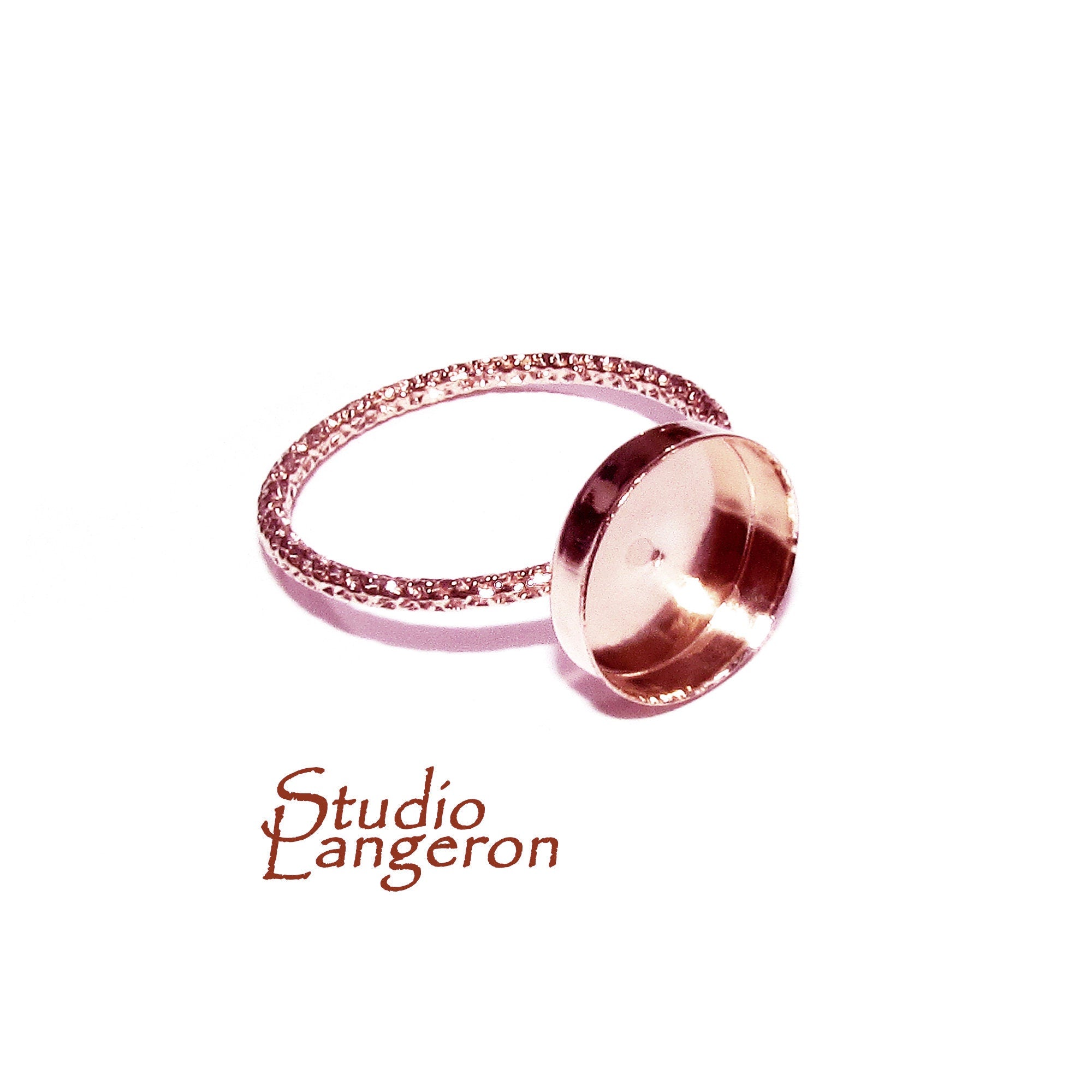 14K Rose gold filled blank ring with bezel cup 10 mm size 4, 5, 6, 7, 8, 9, Base ring, Gold filled ring, bezel cup, Setting - 1 piece