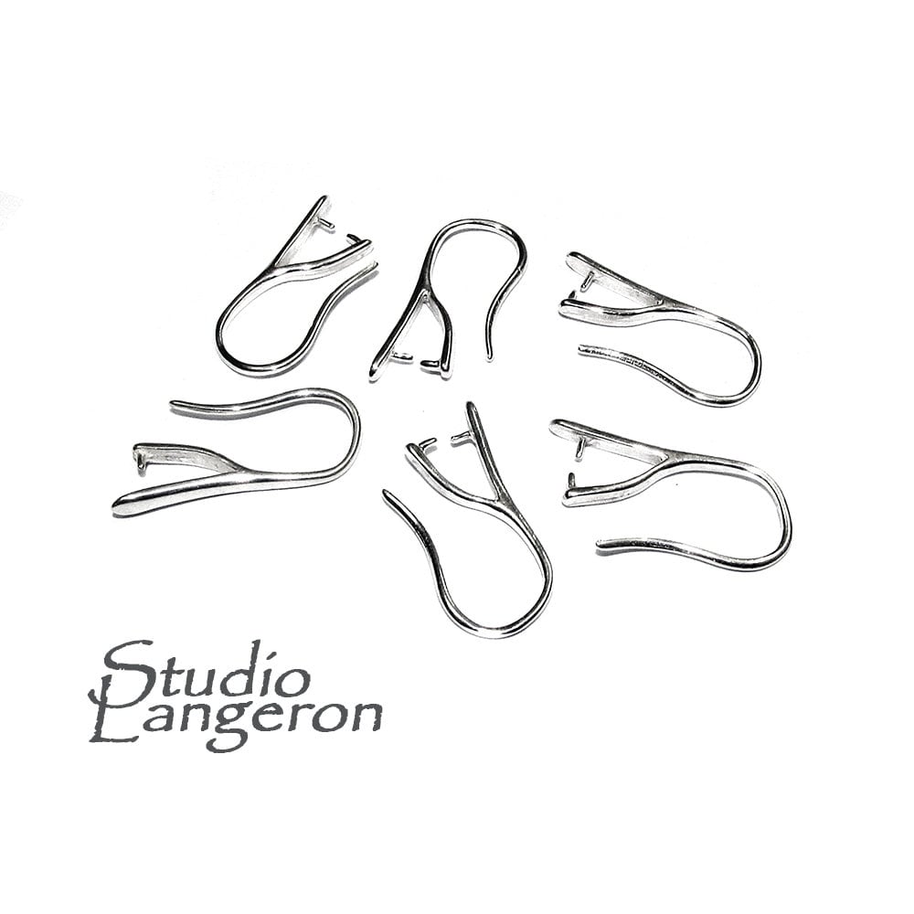 925 Sterling Silver Ear Wire with Pinch bail Mounting, Silver Ear wire, Silver earrings, Jewelry making, Sterling silver - 1 pair (2 pieces)