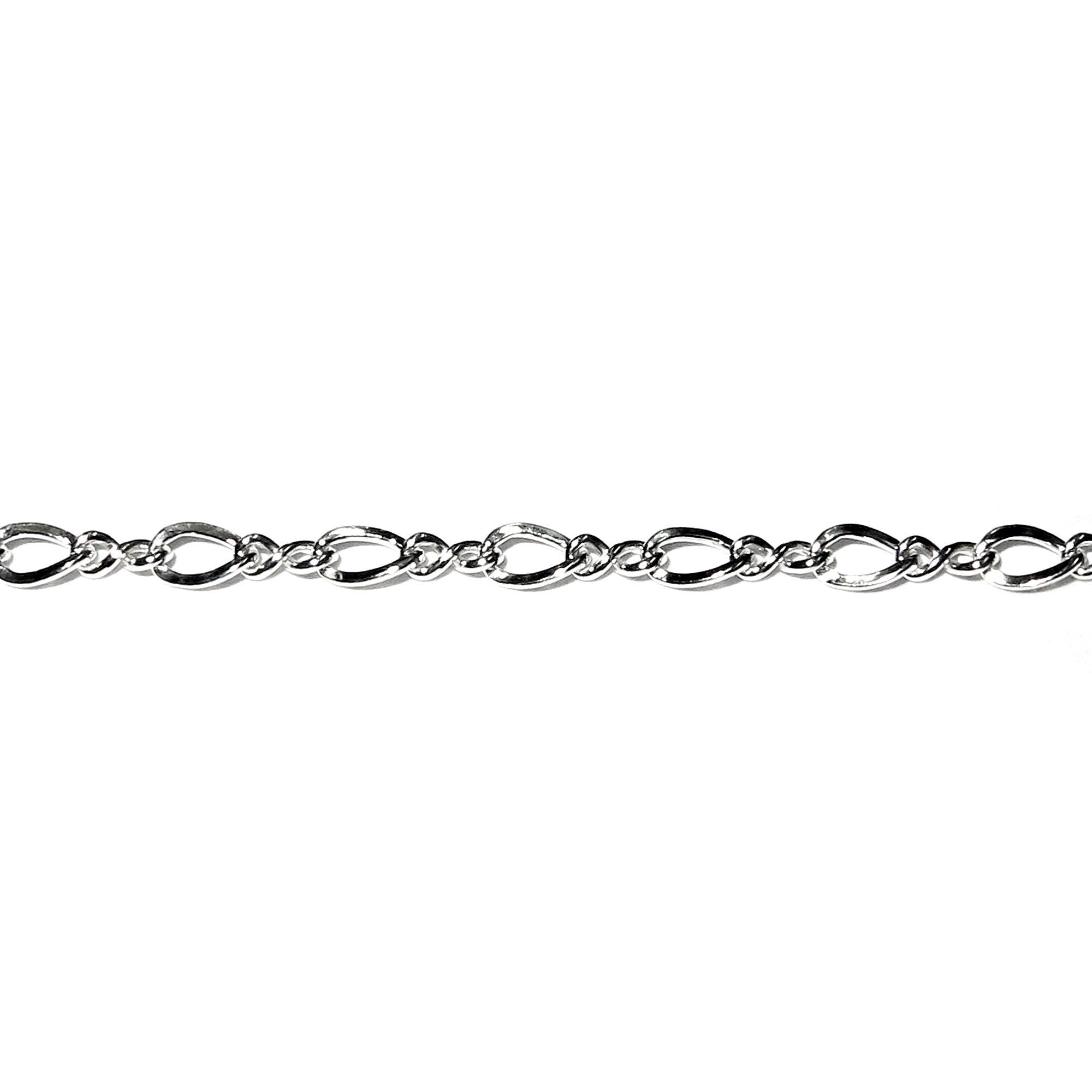2.3 mm Sterling Silver Figure-Eight Chain, shiny chain, Jewelry making, sterling silver chain, Eight Chain, 925 silver - 1 Ft (30 cm)