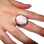 Statement Natural Peruvian pink opal ring 925 sterling silver size 8, Handmade ring, single copy, sterling silver, Pink opal, silver ring