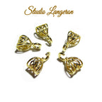 14K Gold filled delicate filigree Pendant Bails with hook, Bail with hook, Gold filled Bail, Jewelry making, Bail findings - 1 piece