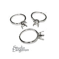925 sterling silver open blank ring with 4-prong setting 6x8 mm, silver ring, Jewelry making, base ring, Setting, Ring mounting - 1 piece