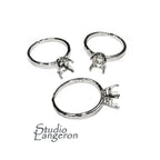 925 sterling silver open blank ring with 4-prong setting 6x8 mm, silver ring, Jewelry making, base ring, Setting, Ring mounting - 1 piece
