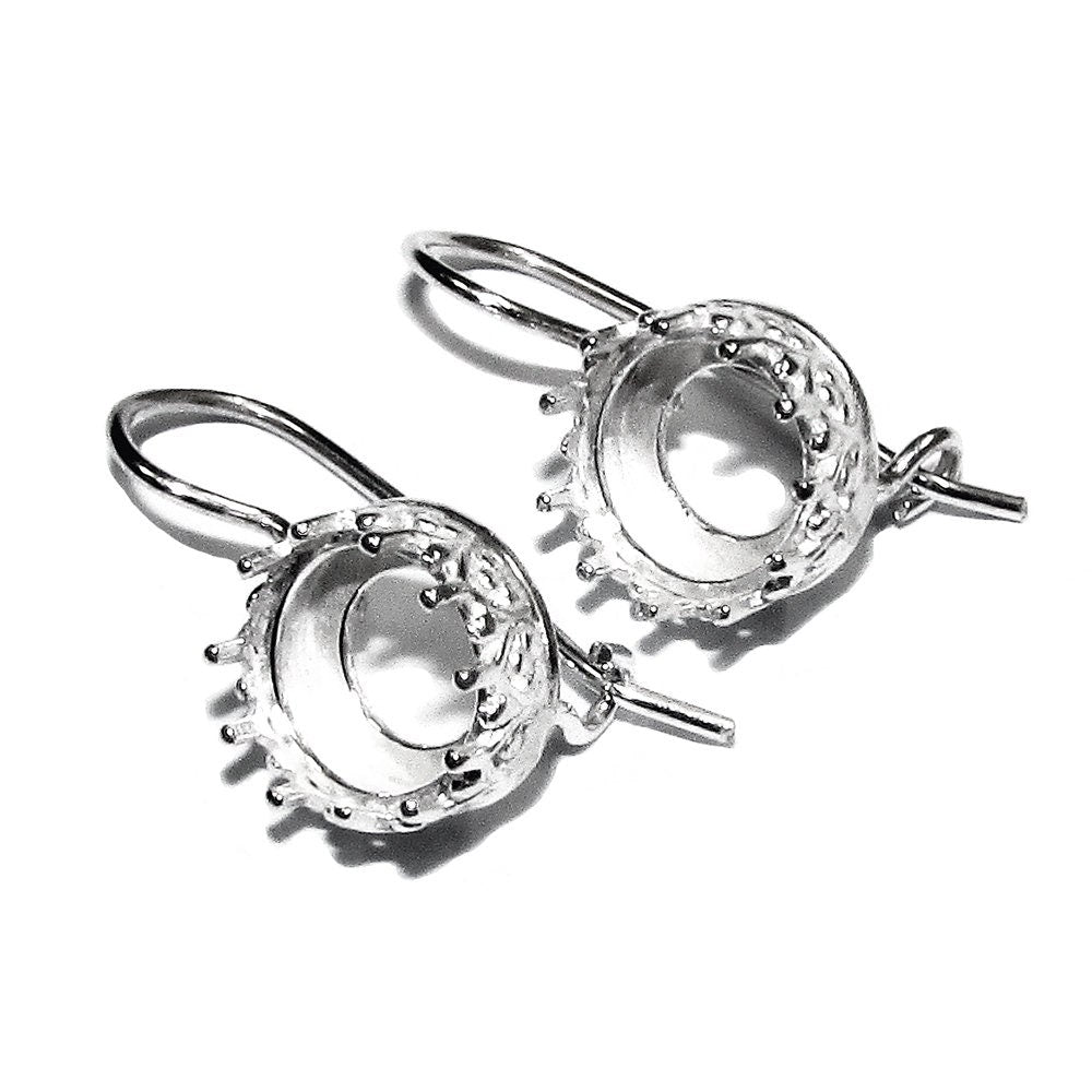 8 mm size 925 sterling silver blank earrings with bezel cup, earring, bezel cup, base earrings, Setting, Jewelry making - 1 pair (2 piece)