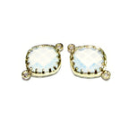14K Gold Filled Checkerboard white opal cushion Link Connector size 13x18 mm, gold filled link, Jewelry making, Link Connector - 1 piece