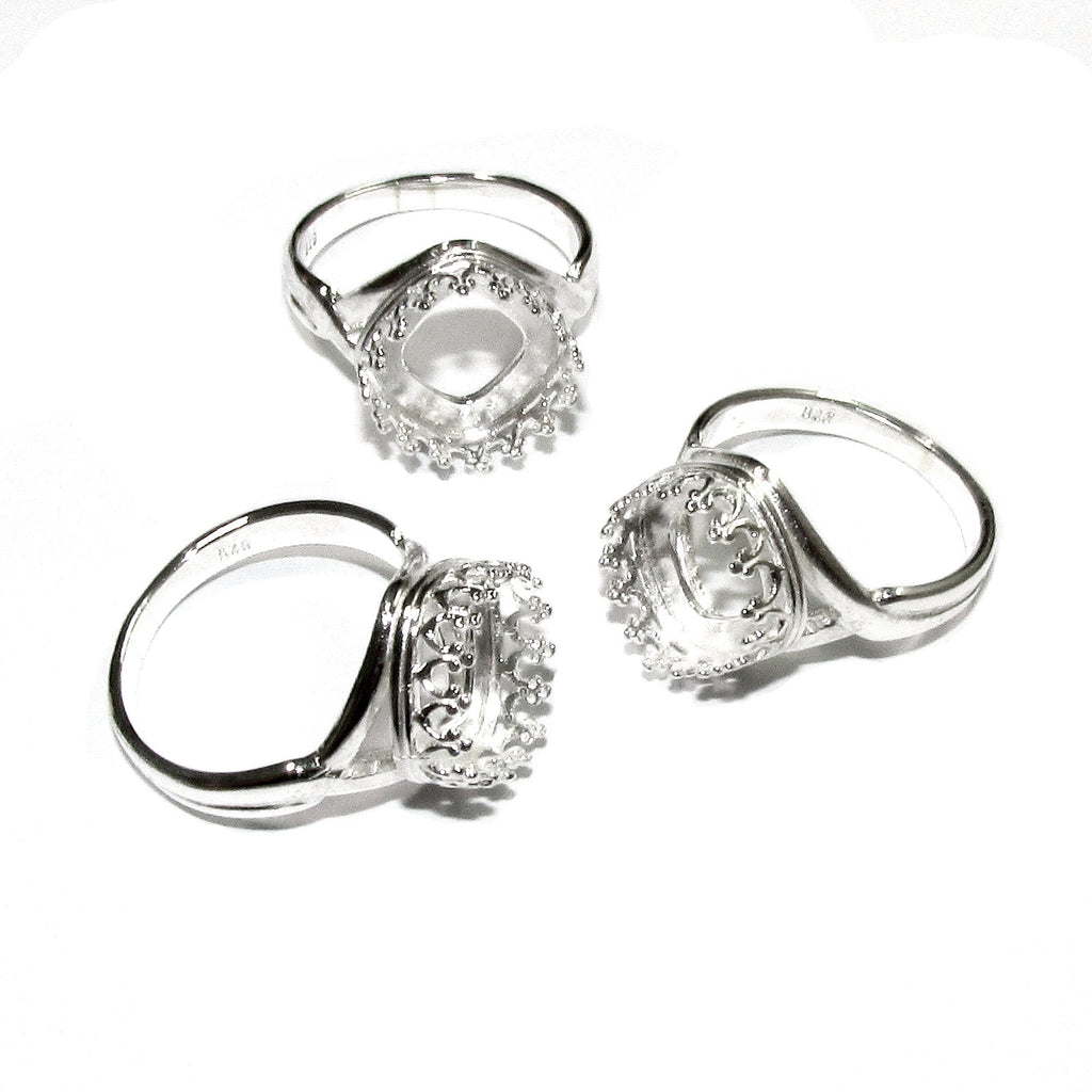 10x10 mm 925 sterling silver blank ring with cushion bezel cup size 5, 6, 7, 8, setting, base ring, jewelry making, bezel cup - 1 piece