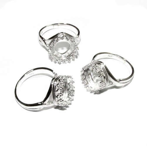10x10 mm 925 sterling silver blank ring with cushion bezel cup size 5, 6, 7, 8, setting, base ring, jewelry making, bezel cup - 1 piece