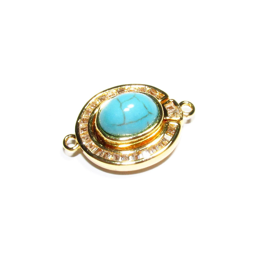 14K Yellow gold filled Magnetic Clasps with turquoise size 18.5x13.0mm, Magnetic clasps, Jewelry making, Gold filled clasp - 1 piece