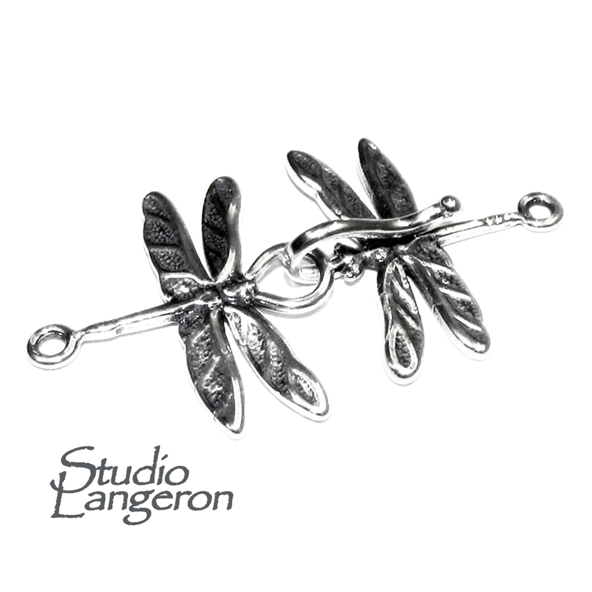 925 Sterling Silver Hook Eye Dragonfly Clasps, Silver clasp, Jewelry making, Hook eye clasp, Sterling silver, Dragonfly clasp - 1 piece