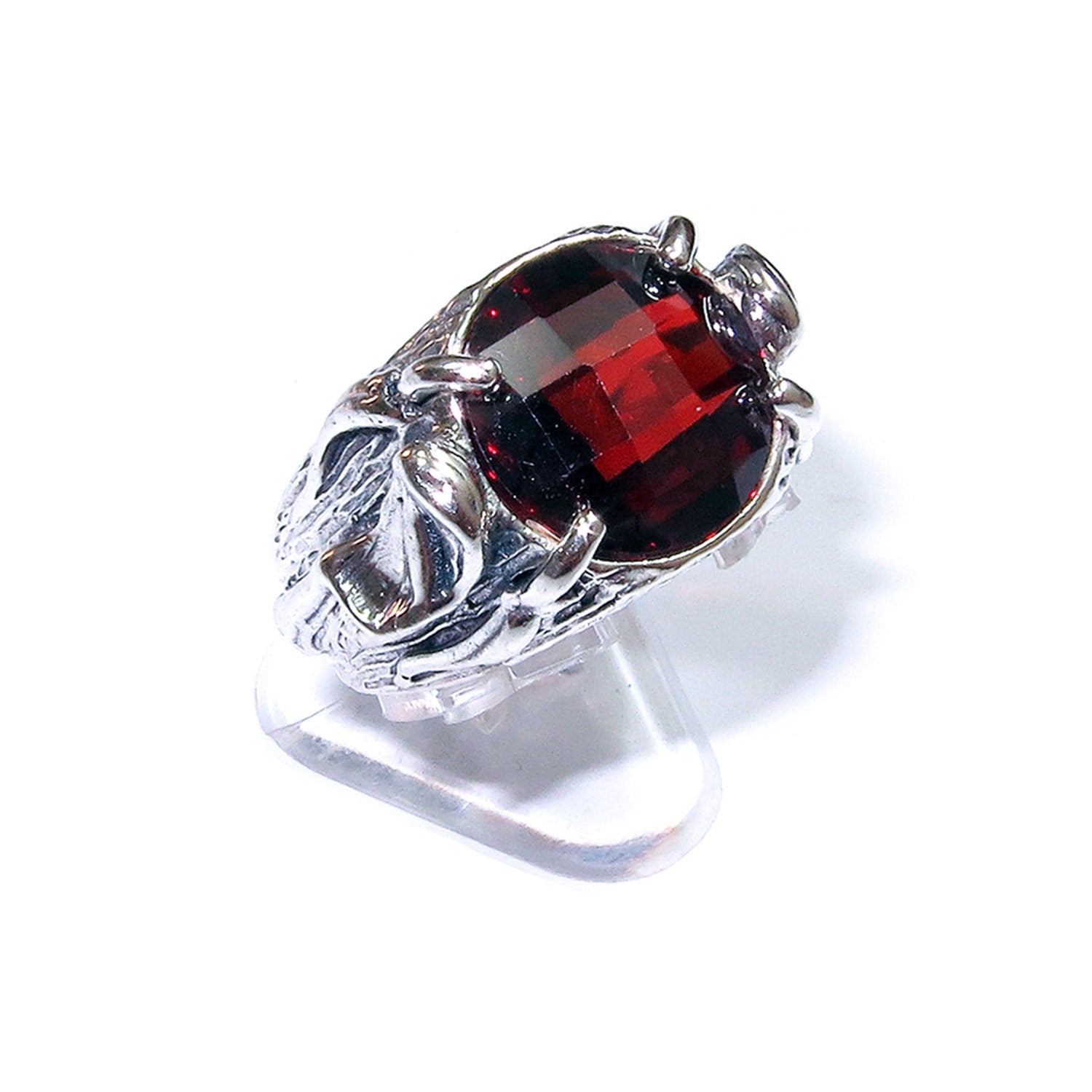 Statement Garnet ring 925 sterling silver size 7 1/2, Handmade ring, single copy, sterling silver, Garnet ring,  silver ring, red gemstone