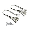 925 Sterling Silver Pearl Small Ear Wire Mounting, Jewelry making, Earring components, Base earrings, blank earrings - 1 pair (2 pieces)