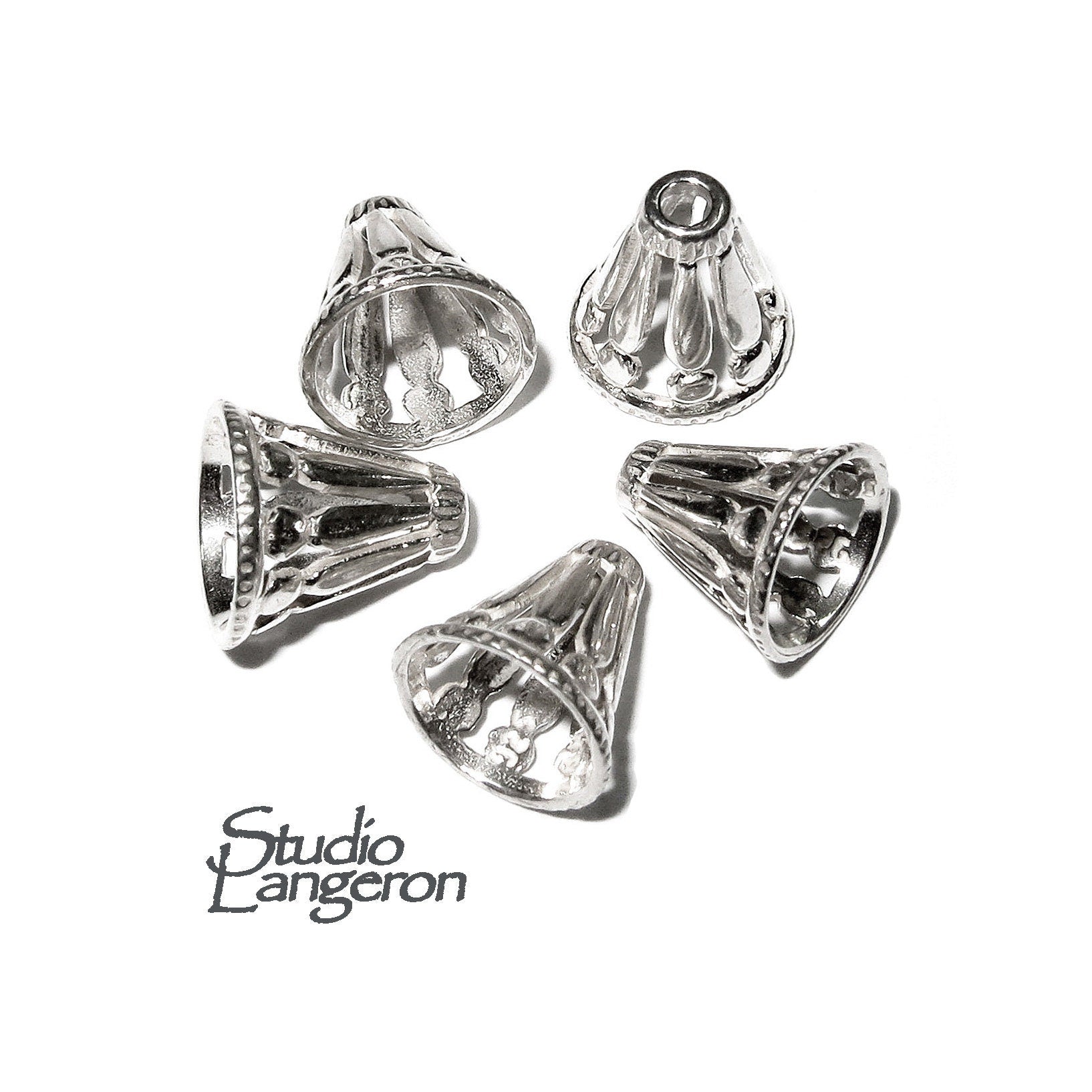 925 Sterling silver Bead Cones, Jewelry making, Beading cones, Sterling silver, Silver 925, Lariat, End caps, Silver cone - 1 pair (2 piece)