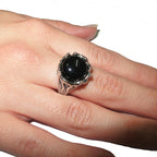 Black onyx ring 925 sterling silver size 8 1/2, Handmade ring, single copy, 925 sterling silver, Black onyx, silver ring, gemstone - 1 piece