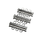 925 Sterling Silver Tube Bar Clasp 3-Hole size 4.3x22 mm, Silver Clasps, Slide Clasps, Sterling silver, Jewelry making, Tube clasp - 1 piece
