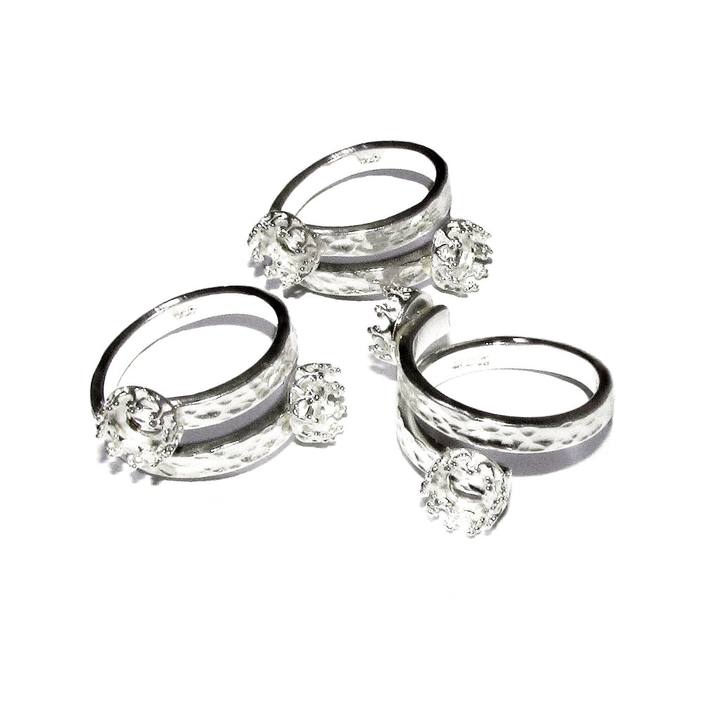 925 sterling silver open blank ring with two bezel cups 6 mm, bezel cup, silver ring, base ring, Jewelry making, Setting, Ring - 1 piece