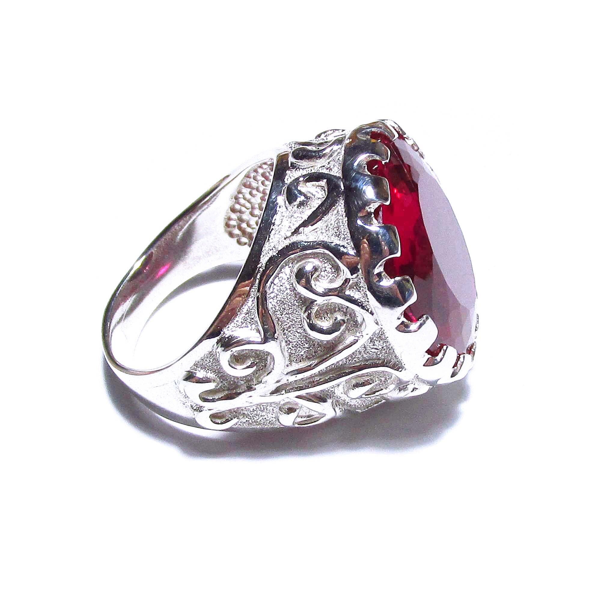 Statement Red topaz ring 925 sterling silver size 8 1/2, Handmade ring, single copy, Red topaz, silver ring, gemstone, Red topaz ring