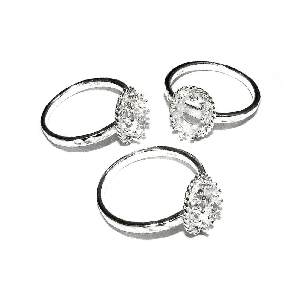 6x8 mm 925 sterling silver blank ring with bezel cup size 5, 6, 7, 8, 9, bezel cup, Setting, blank ring, Jewelry making - 1 piece