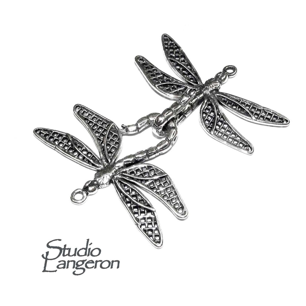 925 Sterling Silver Hook Eye Dragonfly Clasps, Silver clasp, Jewelry making, Hook eye clasp, Sterling silver, Dragonfly clasp - 1 piece