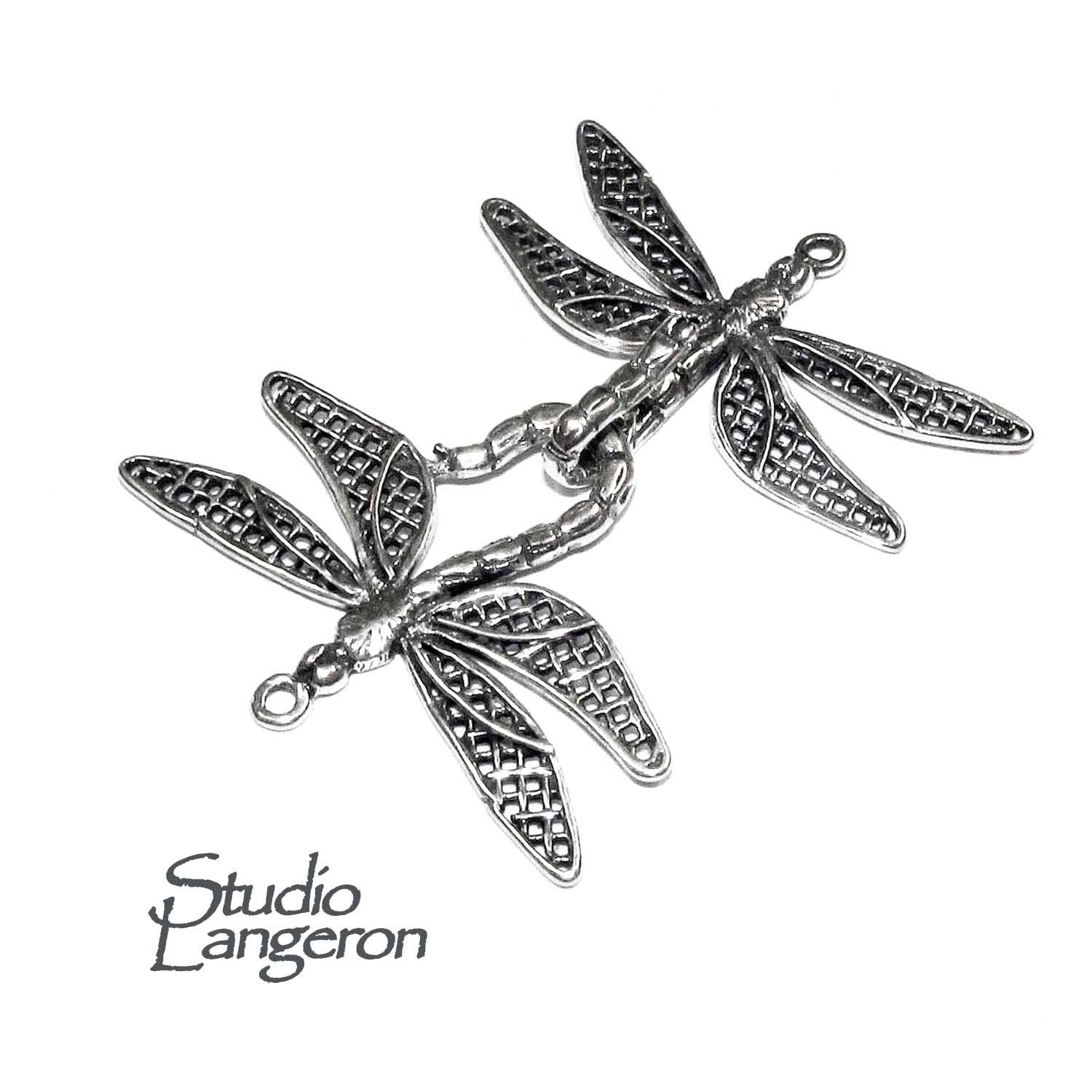 925 Sterling Silver Hook Eye Dragonfly Clasps, Silver clasp, Jewelry making, Hook eye clasp, Sterling silver, Dragonfly clasp - 1 piece