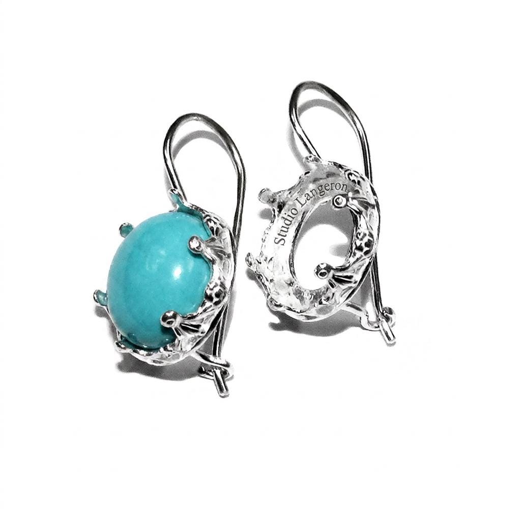 925 sterling silver blank earrings with bezel cup size 8 - 18mm, model 1231, Jewelry making, Setting, base earrings - 1 pair (2 pieсes)