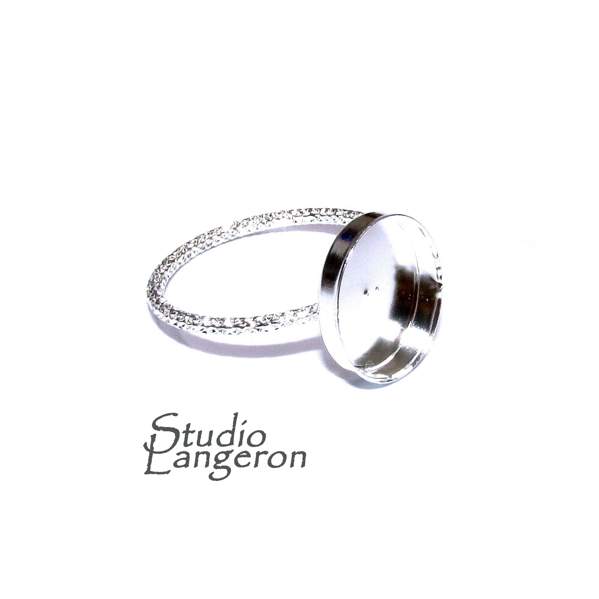 925 Sterling silver Pattern sparkle blank ring with bezel cup 10x12mm size 4 - 11, Jewelry making, bezel cup, base ring, Setting - 1 piece