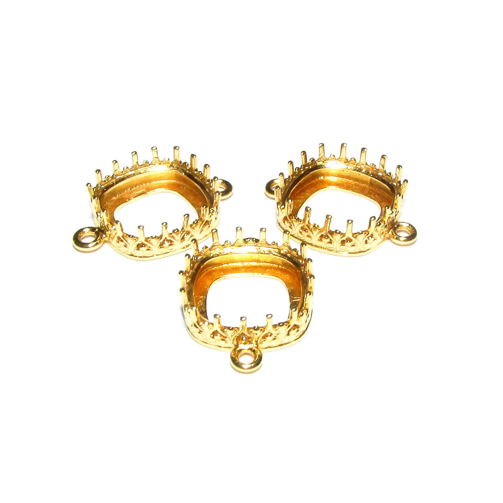 14K Gold filled cushion Bezel Cups size 12x12 mm with two closed rings, Bezel cup, Setting, Jewelry making, Blank Pendant - 1 piece