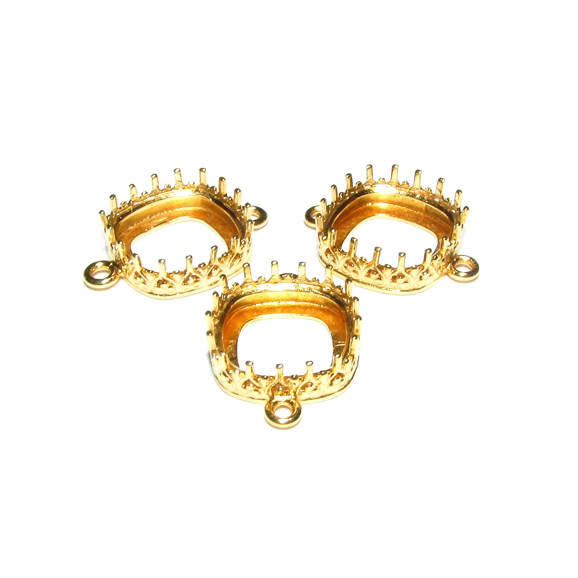14K Gold filled cushion Bezel Cups size 12x12 mm with two closed rings, Bezel cup, Setting, Jewelry making, Blank Pendant - 1 piece