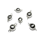 925 sterling silver round shiny beads with two closed rings size 6, 7 mm, Silver beads with loops, Jewelry making, Silver findings - 1 piece