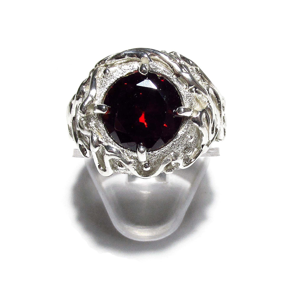 Statement Garnet ring 925 sterling silver size 8, Handmade ring, single copy, sterling silver, Garnet ring,  silver ring, red gemstone