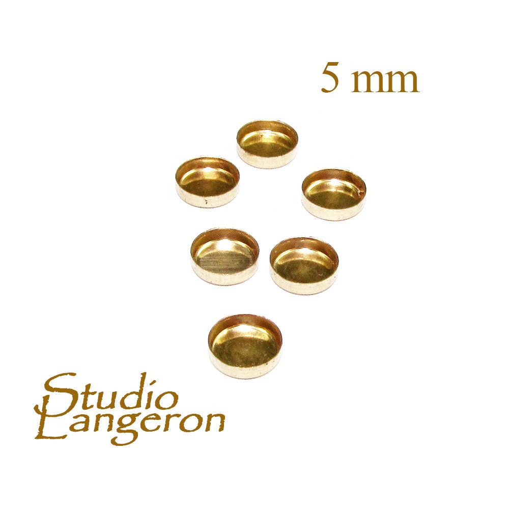 4 pcs size 5.0 mm 14K solid gold Bezel Cups Round shapes, Bezel cup, Gold bezel cup, Round bezel cups, 14K solid gold, Jewelry making