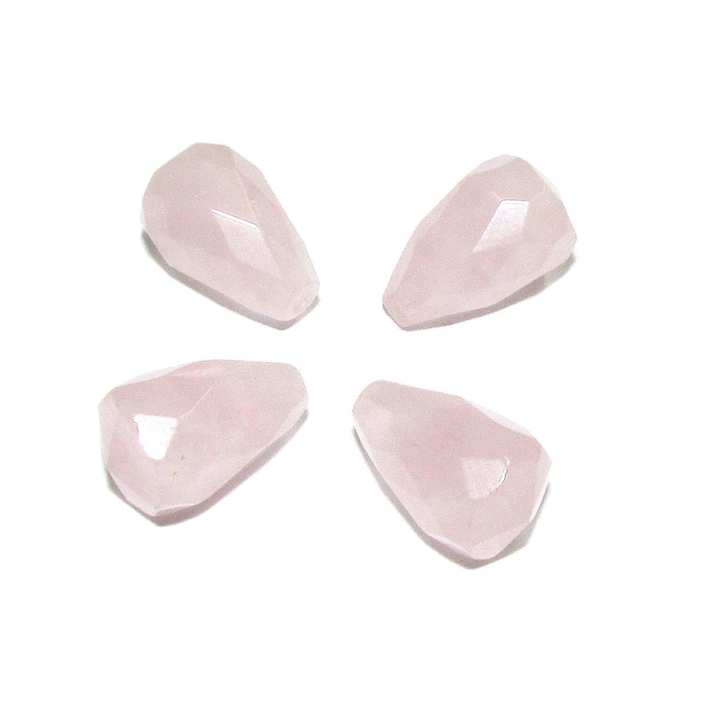 Natural Rose quartz Teardrop faceted Beads size 14x9 mm, Rose quartz beads, Half Drilled Beads, Jewelry making - 1 piece