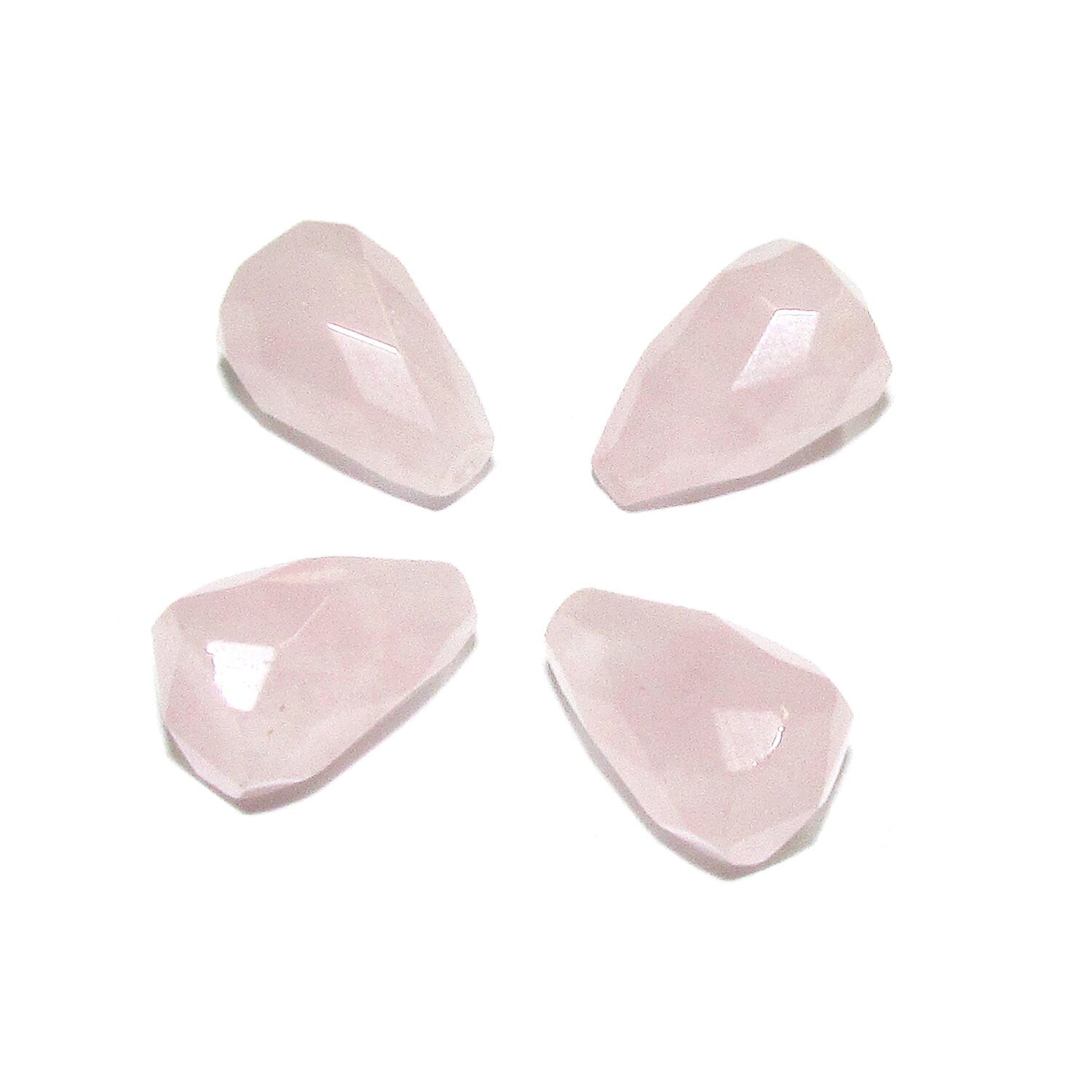 Natural Rose quartz Teardrop faceted Beads size 14x9 mm, Rose quartz beads, Half Drilled Beads, Jewelry making - 1 piece