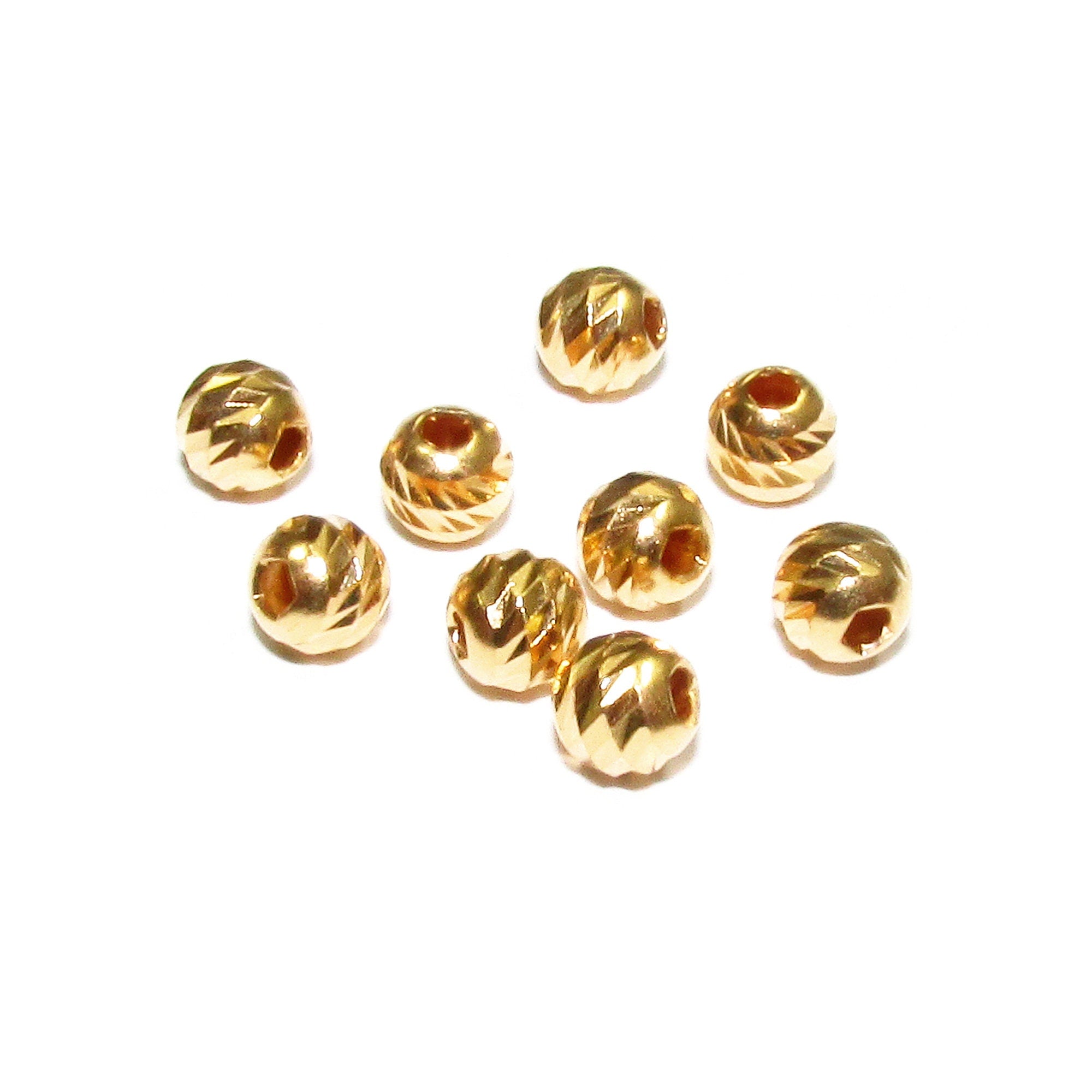 5 pcs 14K Yellow Gold filled Diamond cut Beads 4 mm, Diamond cut beads, Spacer Beads, Diamond cut, Gold filled beads, Jewelry making