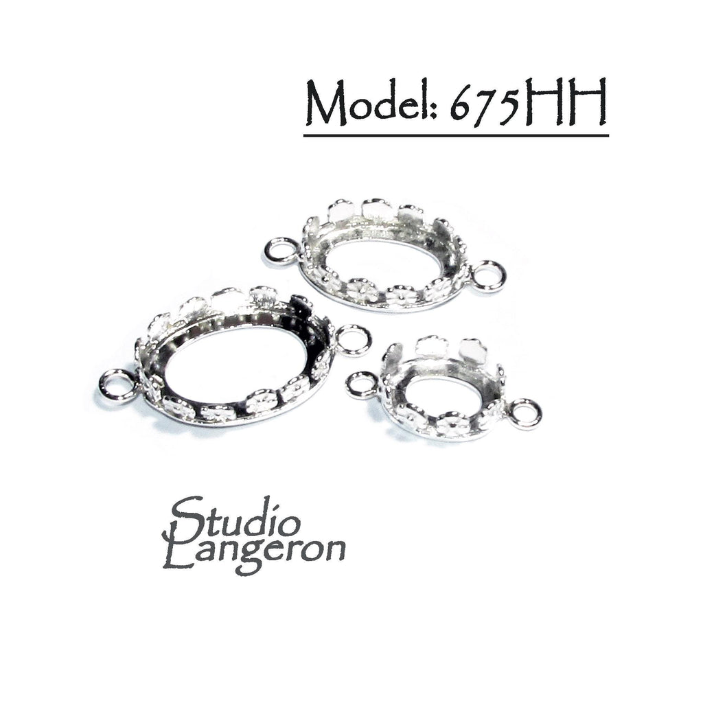 925 Sterling Silver Oval Bezel Cups with 2 loops size 8x10 - 18x25 mm, Setting, Silver bezel cup, Oval Bezel cup, Jewelry making - 1 piece