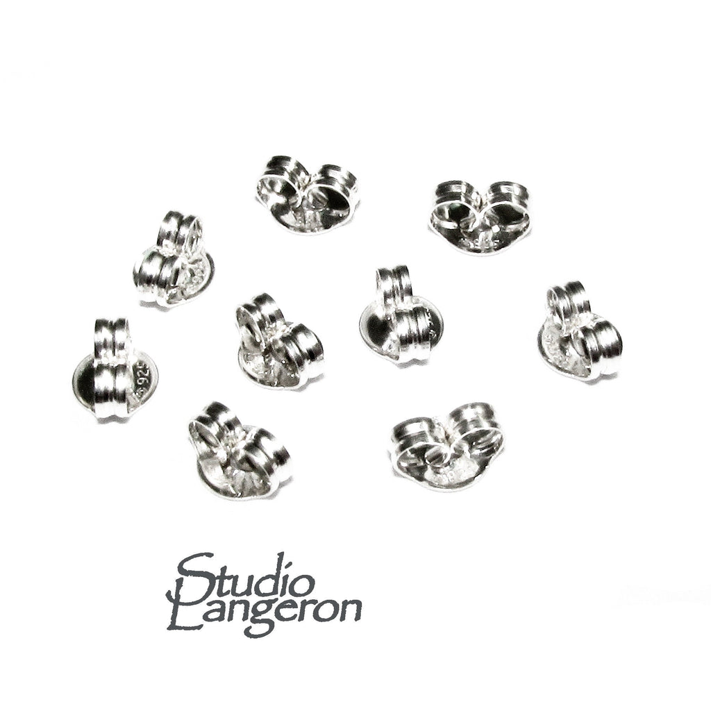 925 Sterling silver Friction Ear Nuts size 4 mm, Butterfly Earring Backs, Jewelry making, Earring Findings, Sterling silver backs - 1 pair
