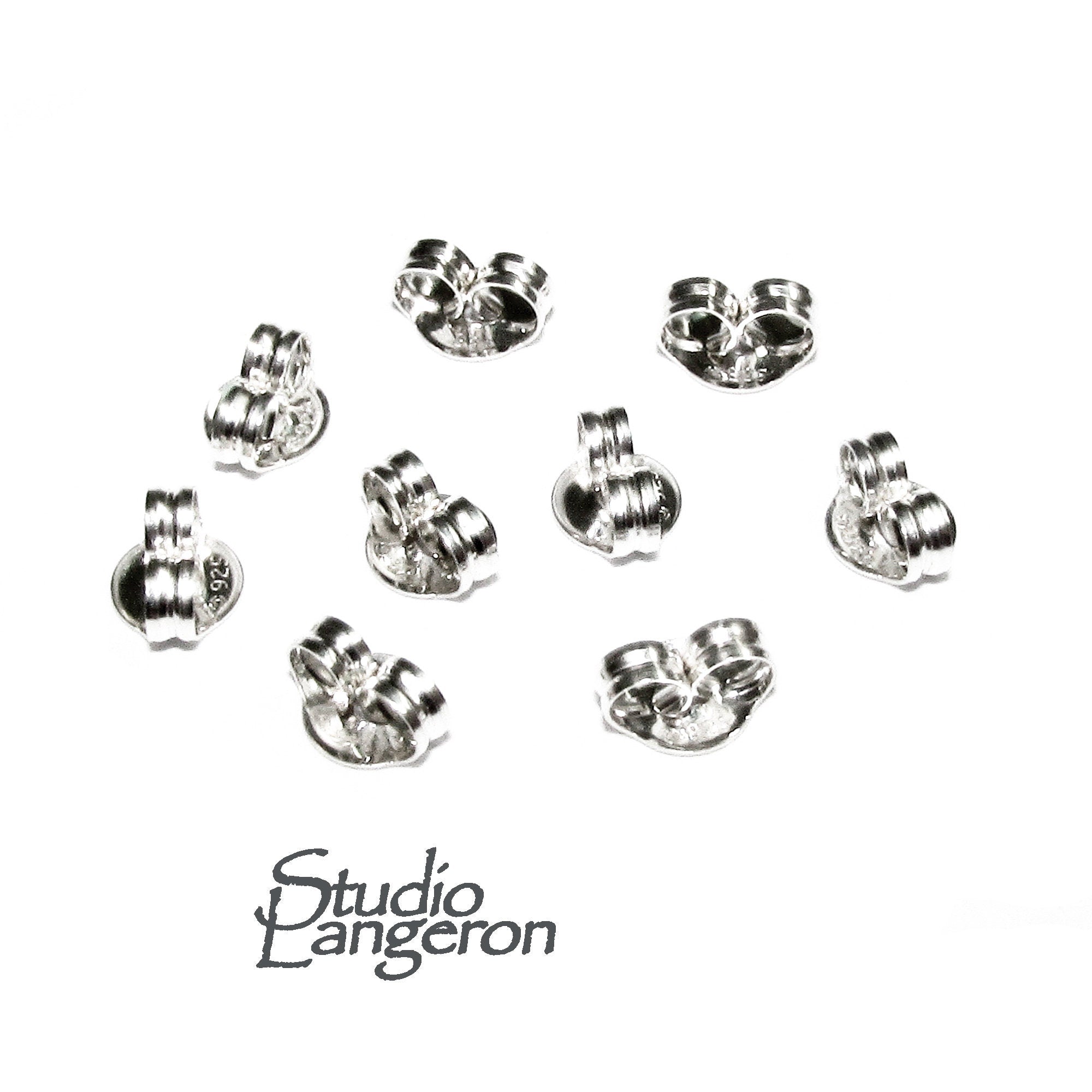 925 Sterling silver Friction Ear Nuts size 4 mm, Butterfly Earring Backs, Jewelry making, Earring Findings, Sterling silver backs - 1 pair
