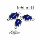 925 Sterling Silver Oval Bezel Cups with 2 loops, model 1231HH, sizes 8x10-13x18mm, Setting silver, Oval bezel cup, Jewelry making - 1 piece