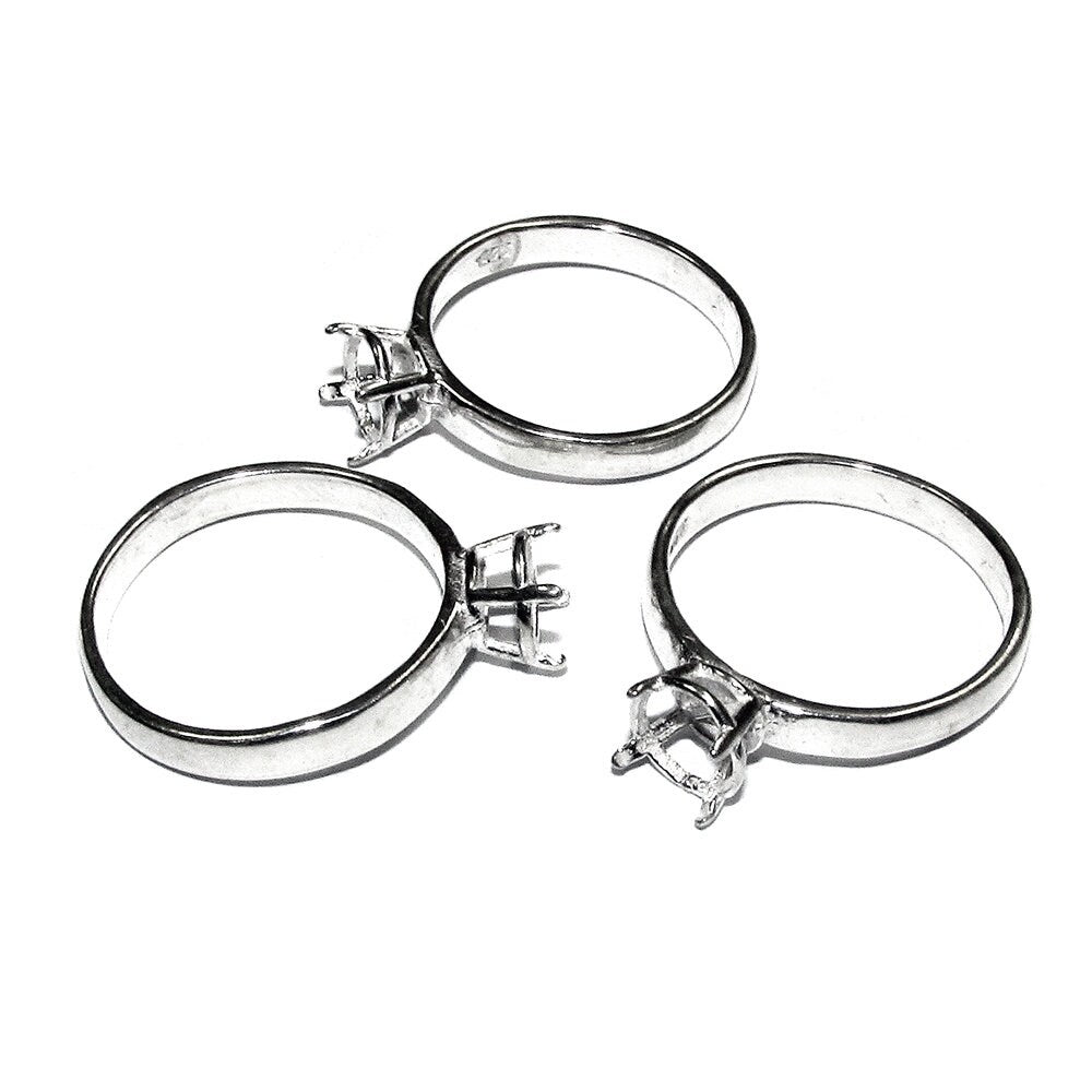 925 sterling silver blank ring with 4-prong setting 5mm size 4-11 silver ring, Jewelry making, base ring, Setting, Prong setting - 1 piece