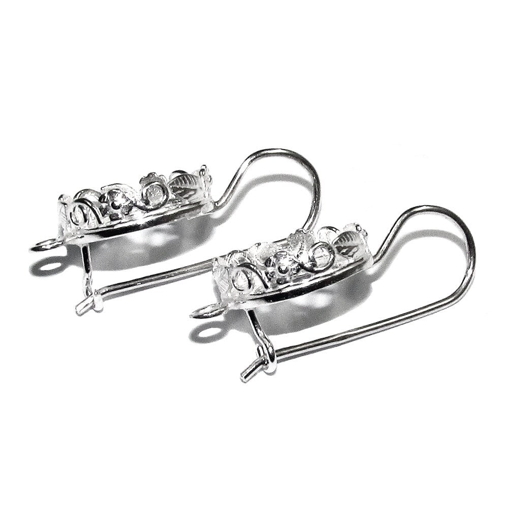 12 mm 925 sterling silver blank earrings with bezel cup and closed ring, Jewelry making, Setting, bezel cup, base earring - 1 pair (2 piece)