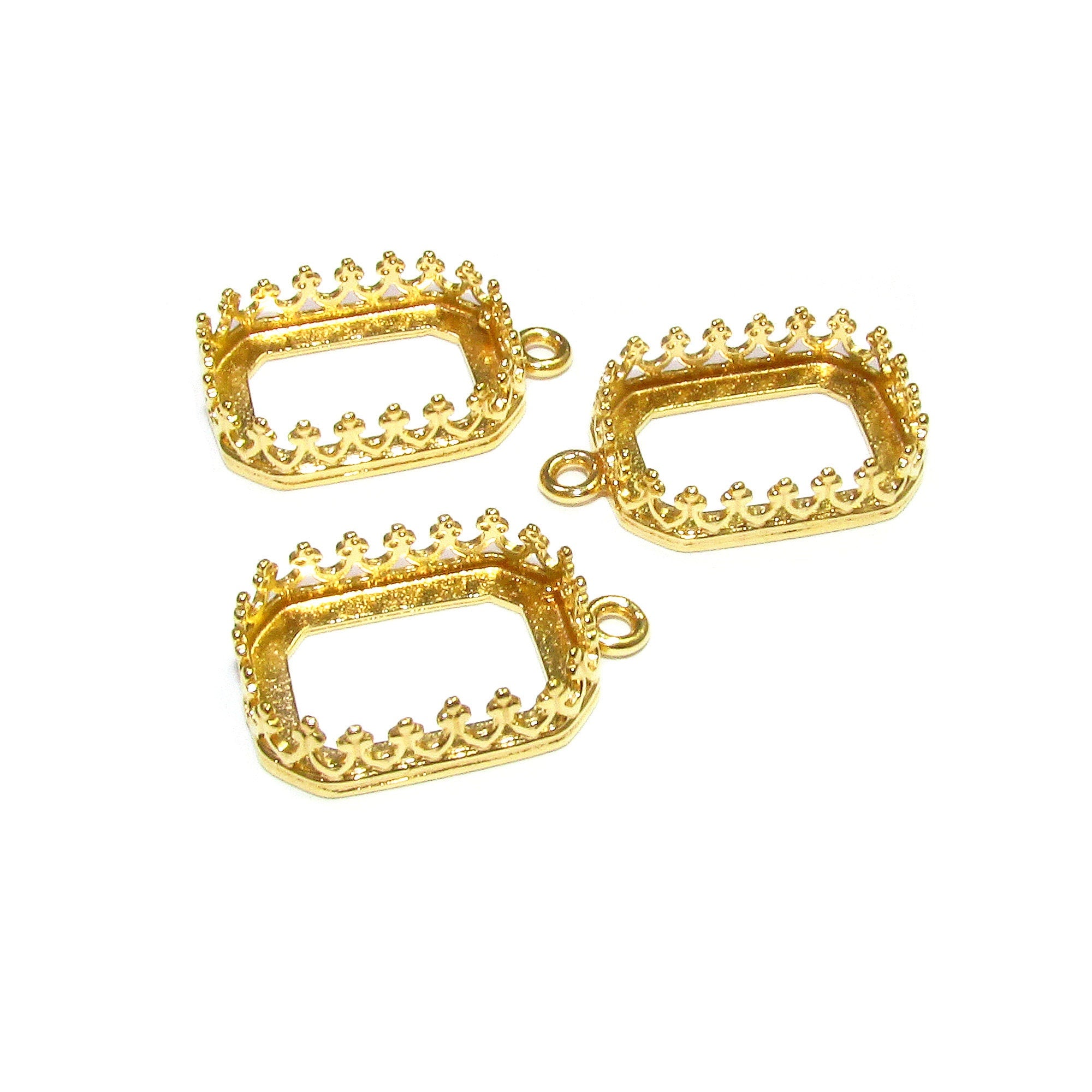 14K Gold filled Octagon Bezel Cups size 10x14 mm with closed ring, Bezel cup, Setting, Jewelry making, Blank Pendant - 1 piece