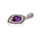 Amethyst and white topaz pendant 925 sterling silver size 1.9x1.9 cm, Handmade pendant, single copy, Amethyst, White topaz, Pendant gift
